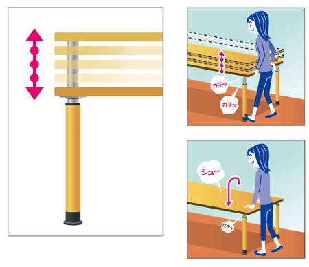 介護・病院用テーブルの高さ調整作業